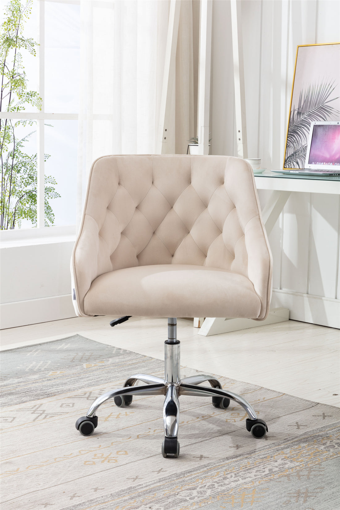 Coolmoreswivel Shell Chair For Living Room Modern Leisure Office Chair This For Beige Metal