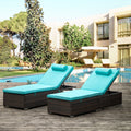 Outdoor Pe Wicker Chaise Lounge 2 Piece Patio Lounge Chair Chase Longue Lazy Boy Recliner Outdoor Lounge Chairs Set Of 2 Beach Chairs Recliner Chair With Side Table Yes Lounge Brown Rust Resistant Frame Water Resistant Cushion Garden & Outdoor 2 Person