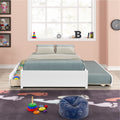 Full Bed With Twin Trundle And Two Drawers For White Color Full White Solid Wood