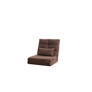 Triple Fold Down Sofa Bed, Adjustable Floor Couch Sofa With One Pillow, 5 Reclining Position, Convertible Upholstered Guest Sleeper,Adjustable Foldable Modern Leisure Sofa Bed Video Gaming Sofa Brown Linen Metal