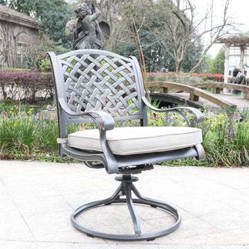 Dining Swivel Rocker, Sand Dollar, Set Of 2 Grey Ivory Polyester Aluminum