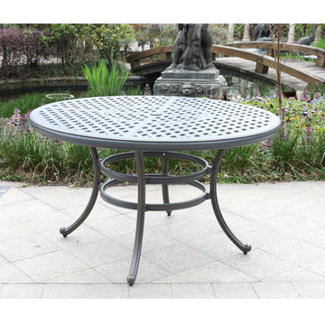 Round Dining Table, Desert Night Gunmetal Aluminum