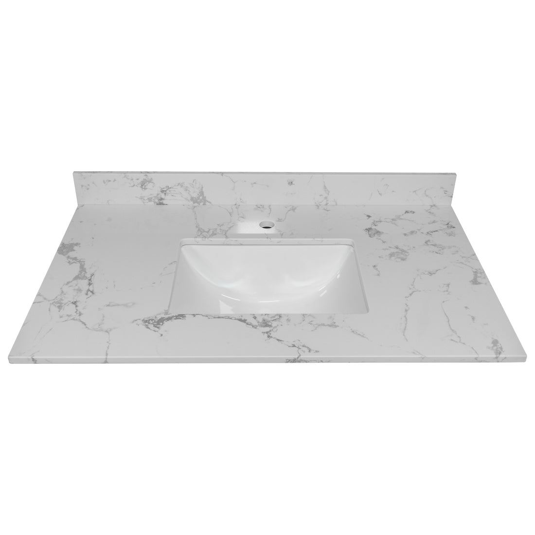 37Inch Bathroom Vanity Top Stone Carrara White Style Tops With Rectangle Undermount Ceramic Sink And Single Faucet Hole Colorful Stone