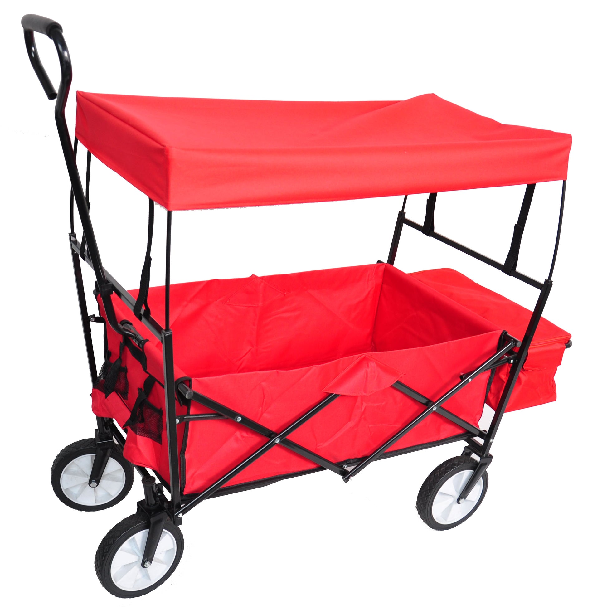 Garden Shopping Beach Cart Folding Wagon Red Red Metal