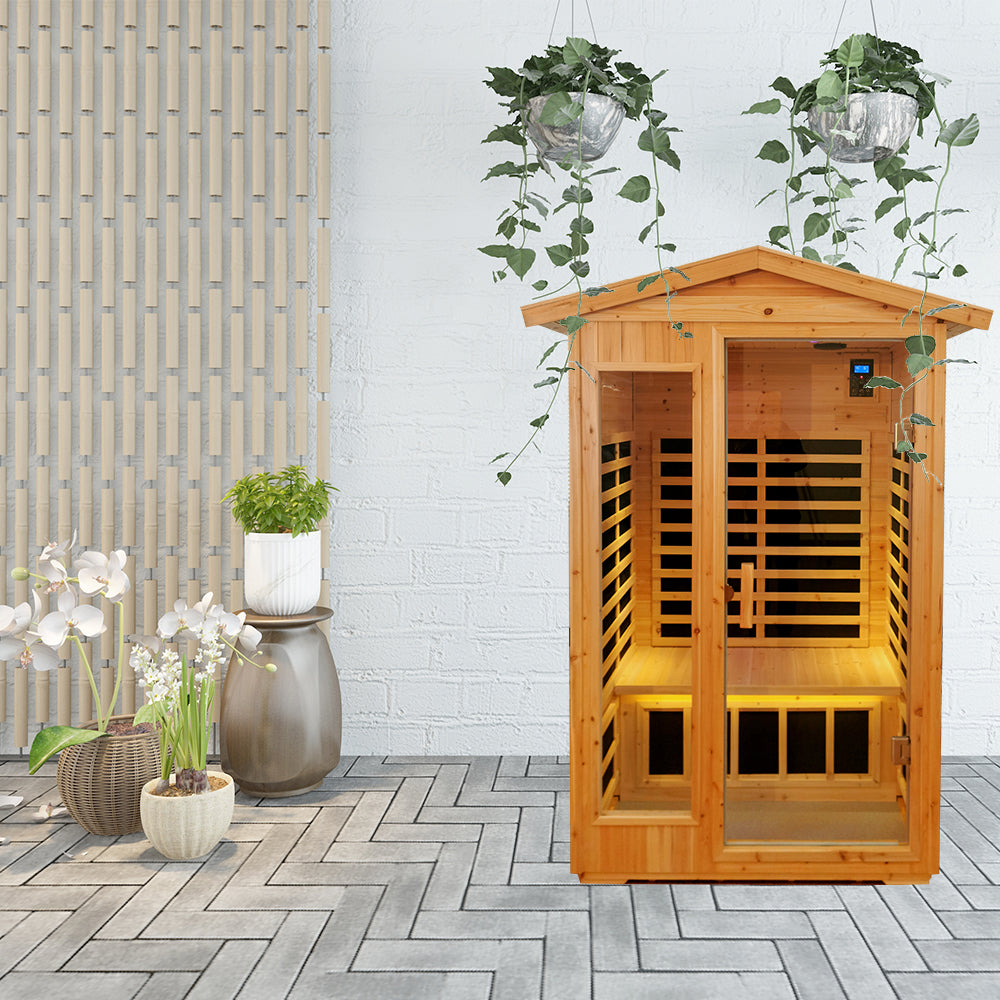 Outdoor W632S00010 Sauna Room'S Front Wall Natural Wood Stainless Steel