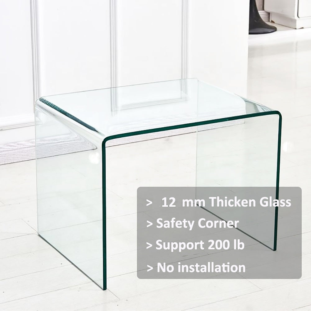 Small Clear Glass Side & End Table, Tempered Glass End Table Small Coffee Table Transparent Glass