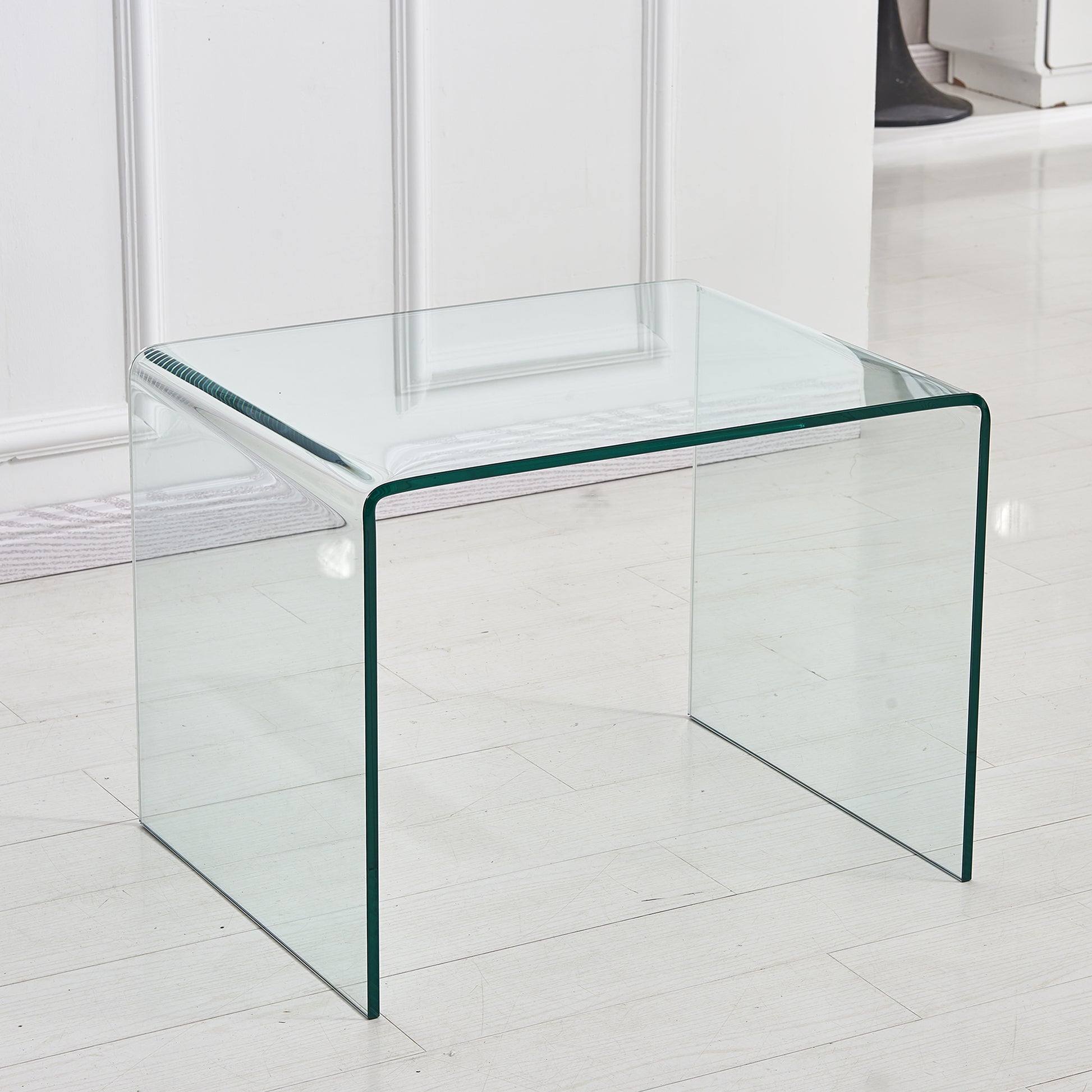 Small Clear Glass Side & End Table, Tempered Glass End Table Small Coffee Table Transparent Glass