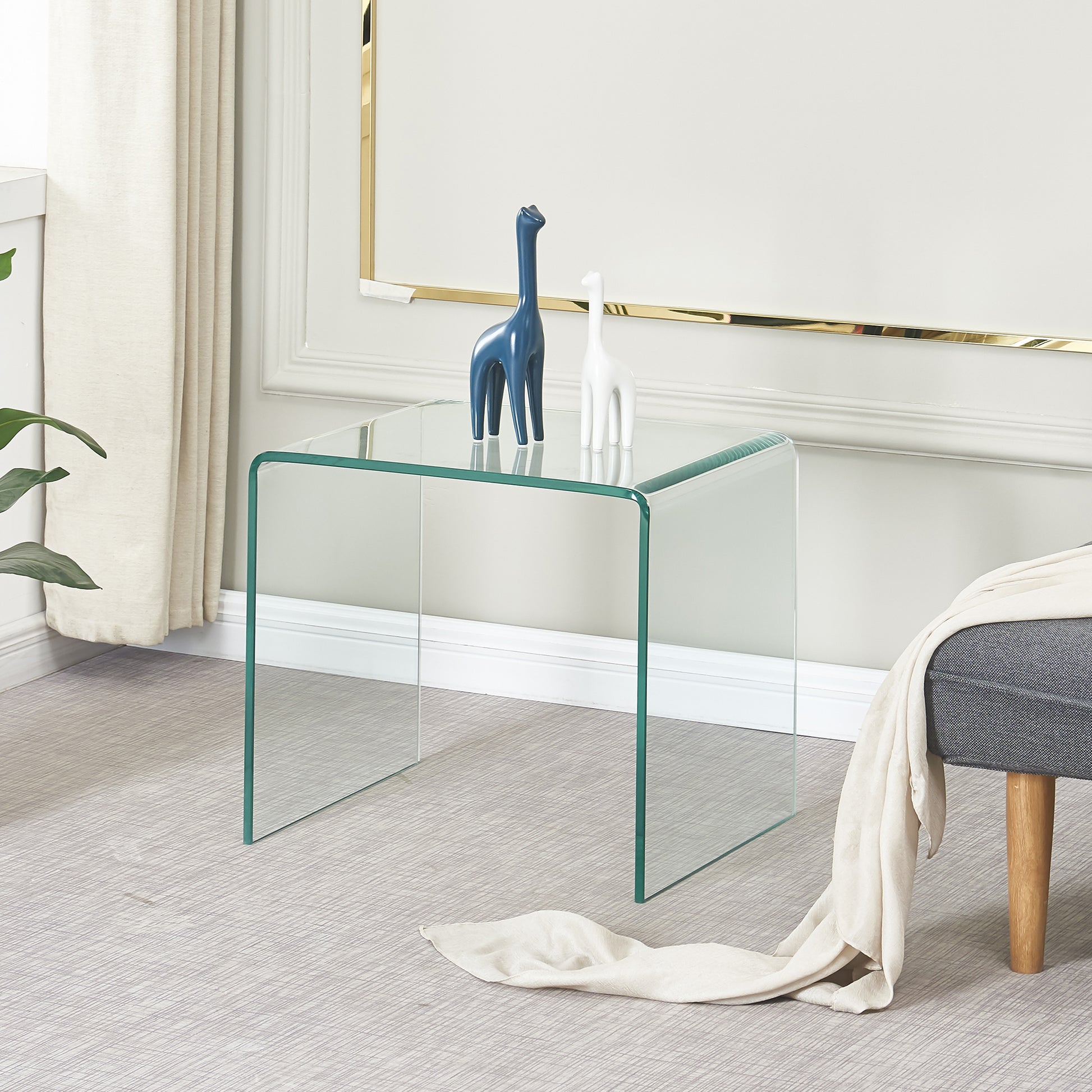 Small Clear Glass Side & End Table, Tempered Glass End Table Small Coffee Table Transparent Glass