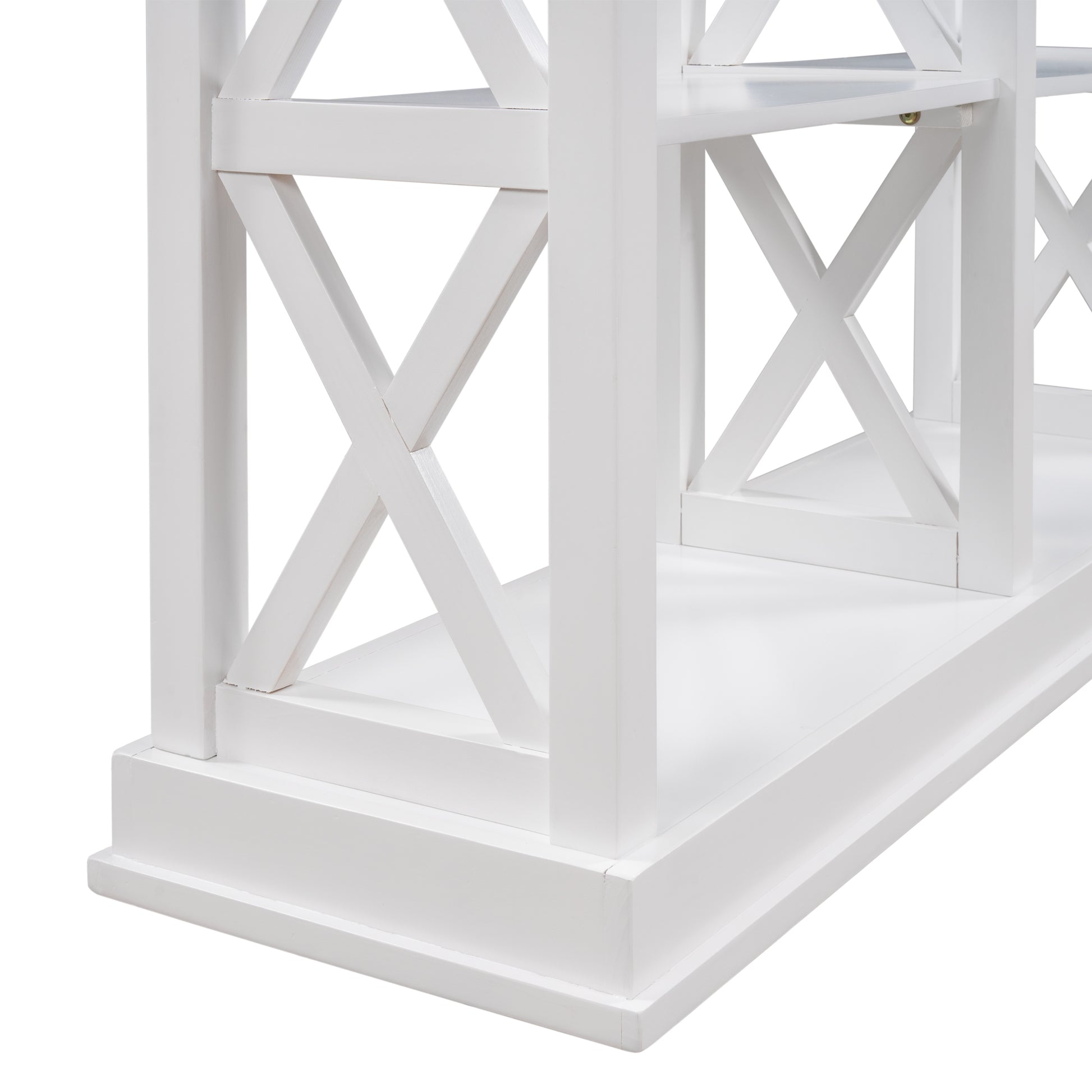 Console Table With 3 Tier Open Storage Spaces And "X" Legs, Narrow Sofa Entry Table For Living Room White White Solid Wood