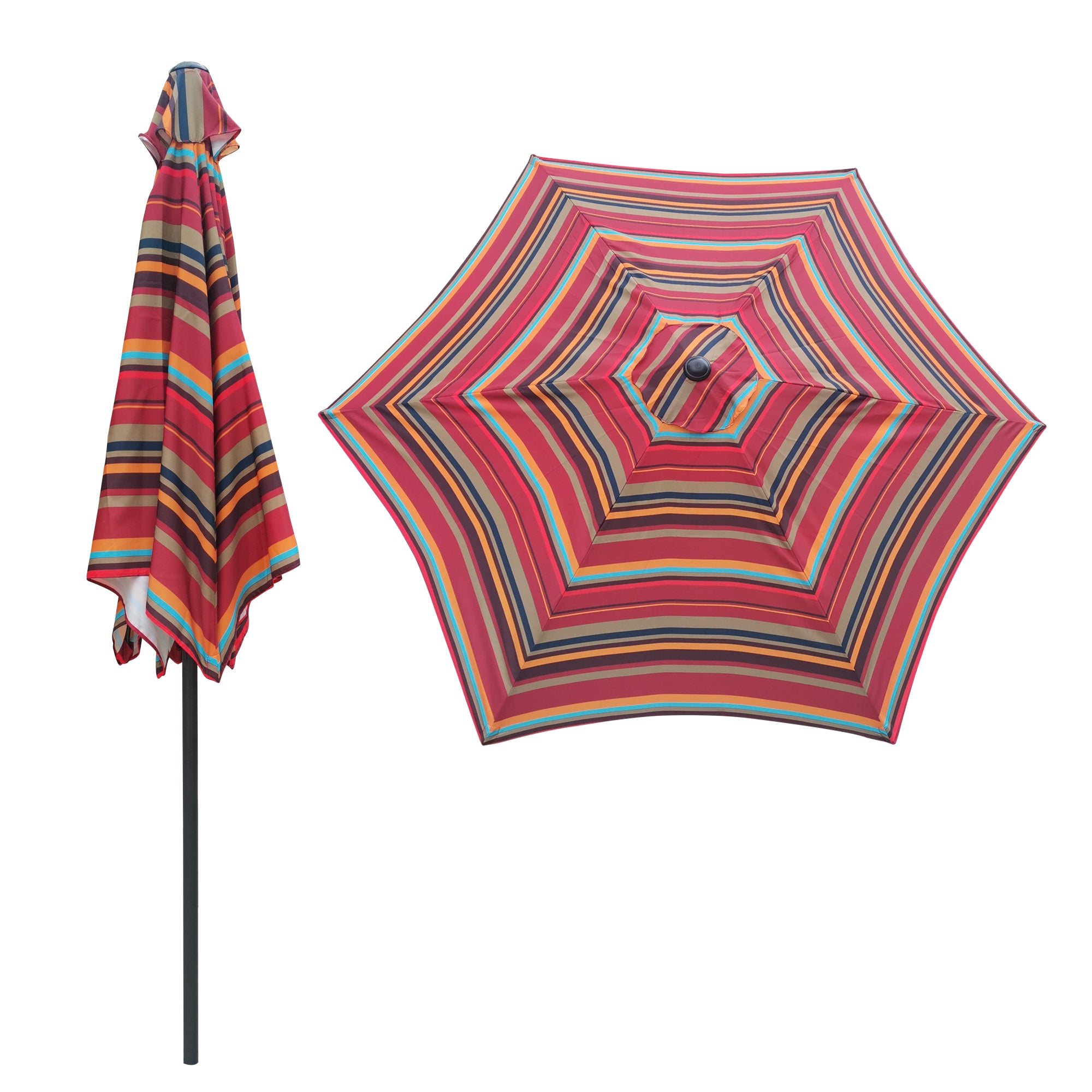 9FT UMBRELLA Red Stripes red striped-metal