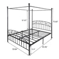 Queen Size Metal Canopy Bed Frame With Headboard And Footboard Black Box Spring Not Required Queen Black Metal Bedroom Bed Frame Metal