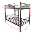 Twin Over Twin Bunk Bed, Metal Frame With Ladder Box Spring Not Required Twin Black Metal Bedroom Modern Bed Frame Metal Metal