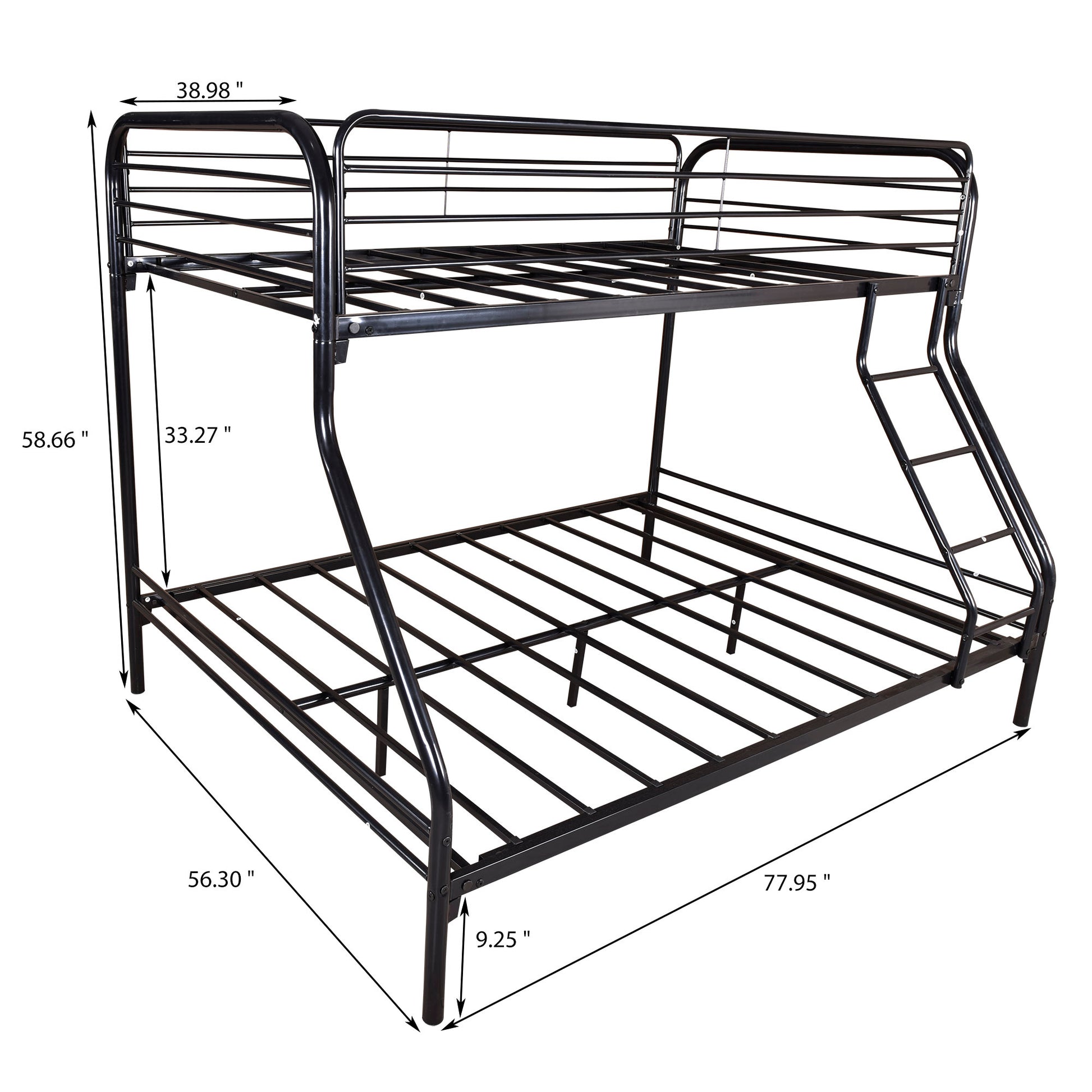 Heavy Duty Twin Over Full Metal Bunk Bed, Easy Assembly With Enhanced Upper Level Guardrail, Black Box Spring Not Required Twin Black Metal Bedroom Bunk Metal