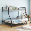 Heavy Duty Twin Over Full Metal Bunk Bed, Easy Assembly With Enhanced Upper Level Guardrail, Black Box Spring Not Required Twin Black Metal Bedroom Bunk Metal