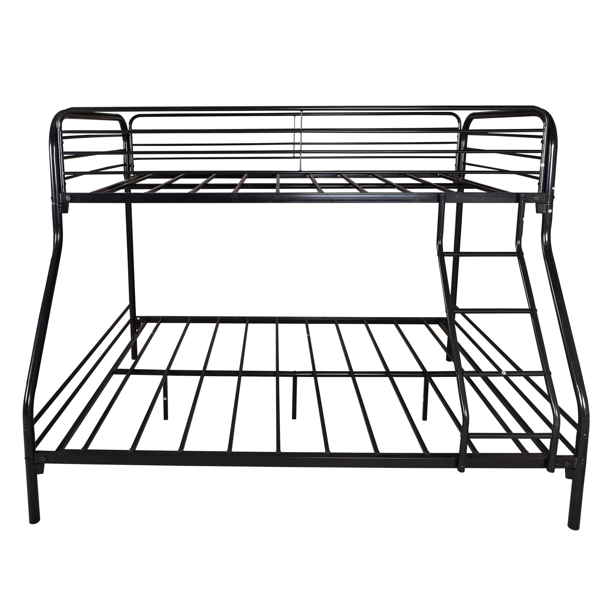 Heavy Duty Twin Over Full Metal Bunk Bed, Easy Assembly With Enhanced Upper Level Guardrail, Black Box Spring Not Required Twin Black Metal Bedroom Bunk Metal