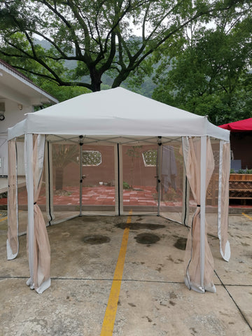 13 Ft. W X 13 Ft. D X 9.2Ft Pop Up Gazebo Tent Outdoor Canopy Hexagonal Canopies Gazebos & Pergolas 6 Sided For Patio Garden Backyard Sun Shelter Bbq Garden Events With Strong Steel Frame Storage Bag Light Grey Metal