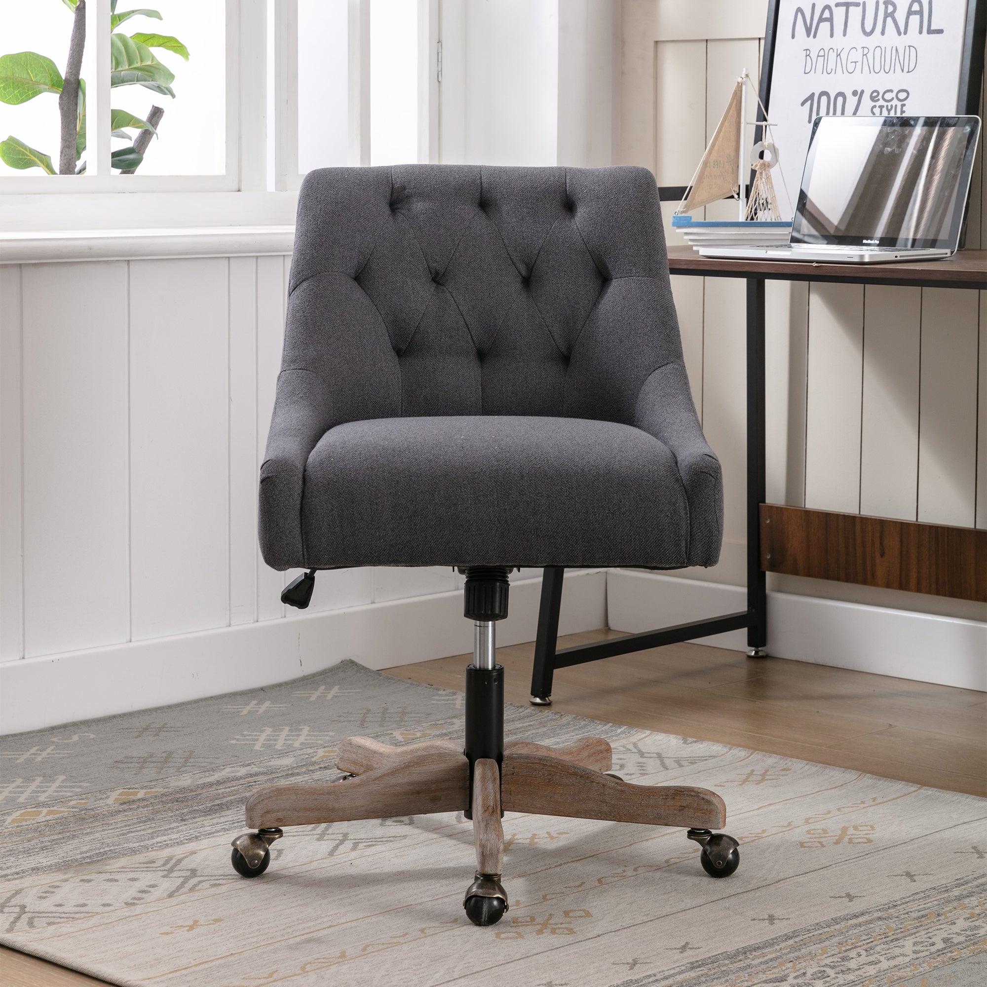 COOLMORE Swivel Shell Chair for Living Room Modern charcoal grey-solid wood