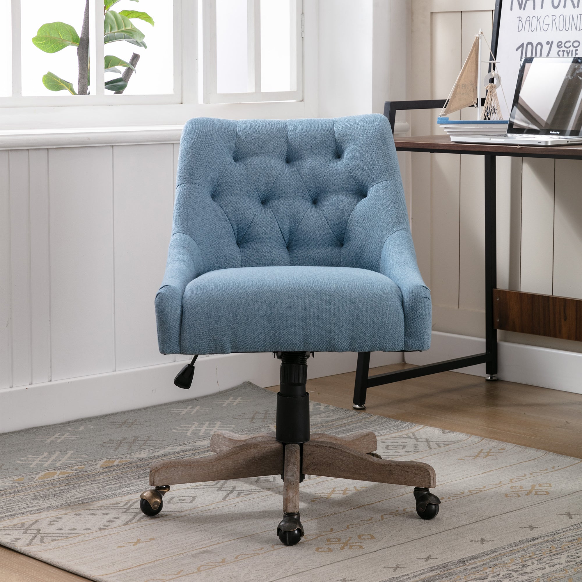 COOLMORE Swivel Shell Chair for Living Room Modern blue-solid wood