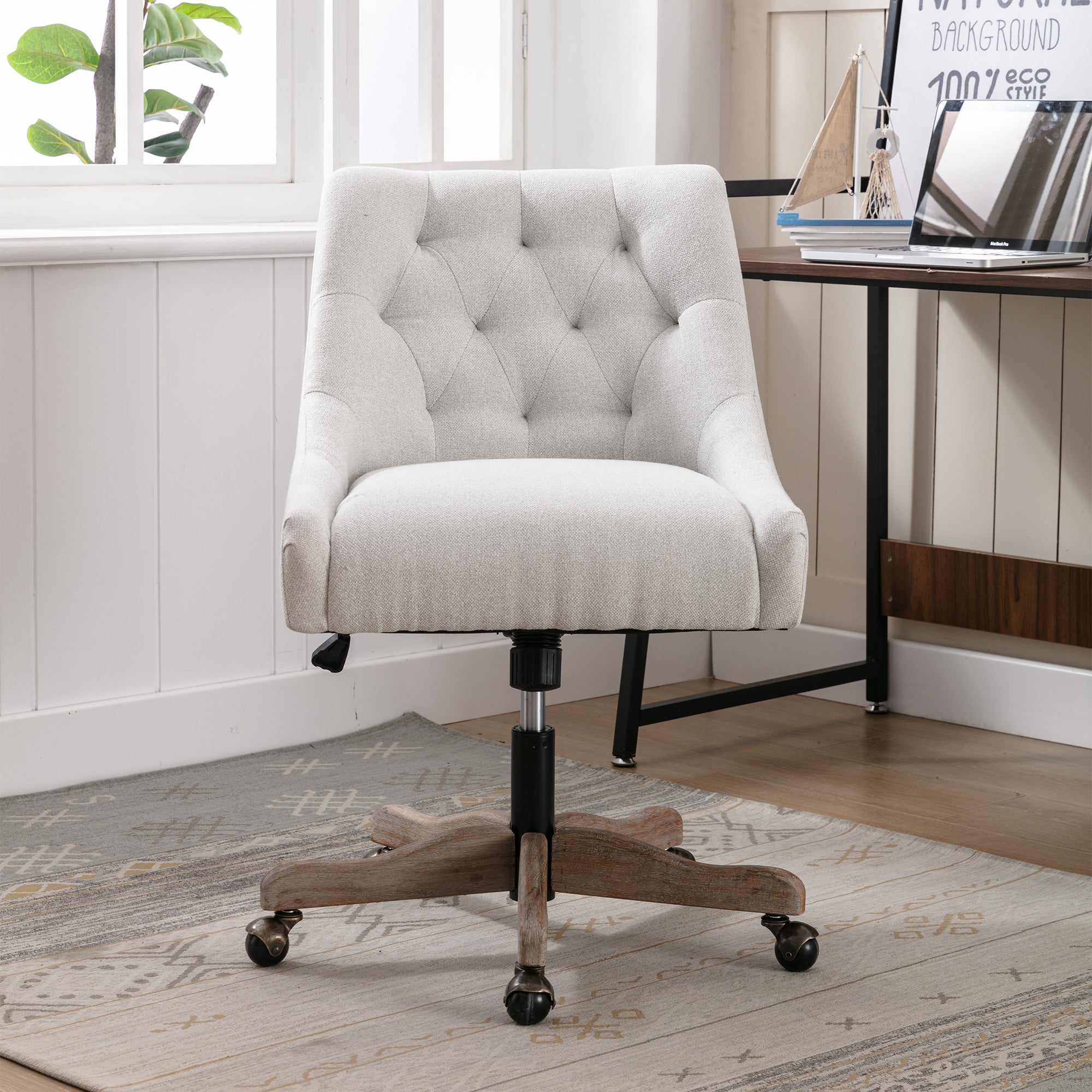 COOLMORE Swivel Shell Chair for Living Room Modern beige-solid wood