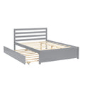 Full Size Wood Platform Bed Frame With Headboard And Twin Trundle For Grey Color Gray Solid Wood