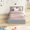 Full Size Wood Platform Bed Frame With Headboard And Twin Trundle For Grey Color Gray Solid Wood