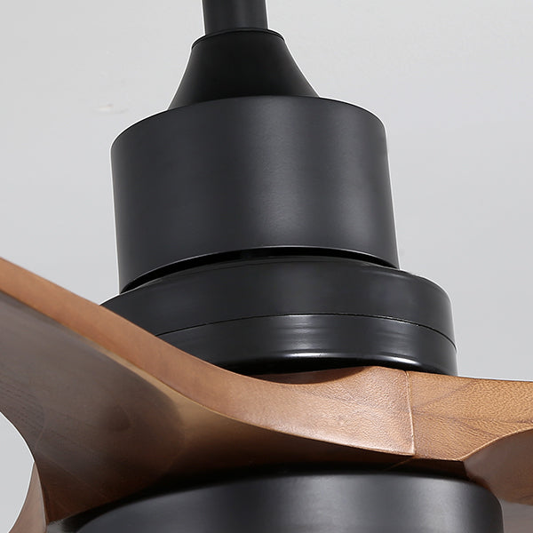 60 Inch Ceiling Fan With Lights 3 Solid Wood Fan Blade black-metal & wood