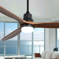 60 Inch S 3 Solid Wood Fan Blade Noiseless Reversible Motor Remote Control Black Metal & Wood