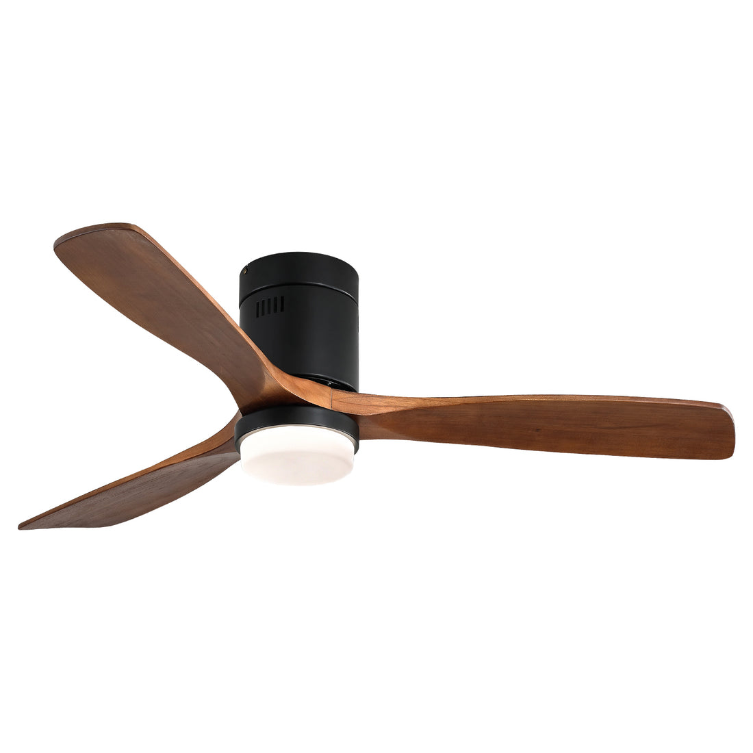 52 Inch Indoor S 3 Solid Wood Fan Blade Noiseless Reversible Motor Remote Control With Light Black Metal & Wood