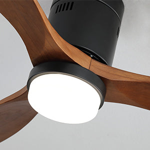 52 Inch Indoor Ceiling Fan With Lights 3 Solid Wood black-metal & wood