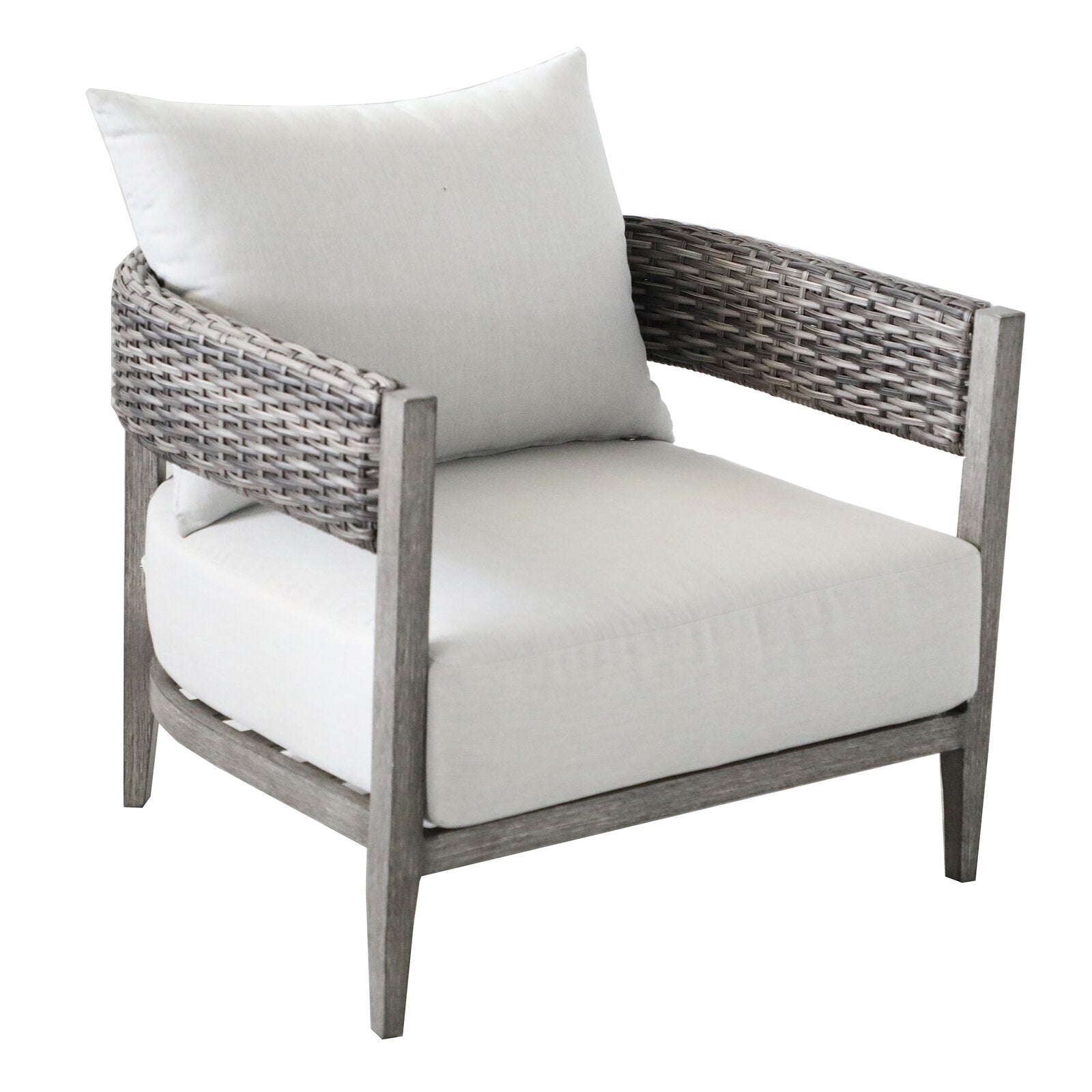 Wicker Club Chair, Set Of 2 Gray Polyester Aluminum