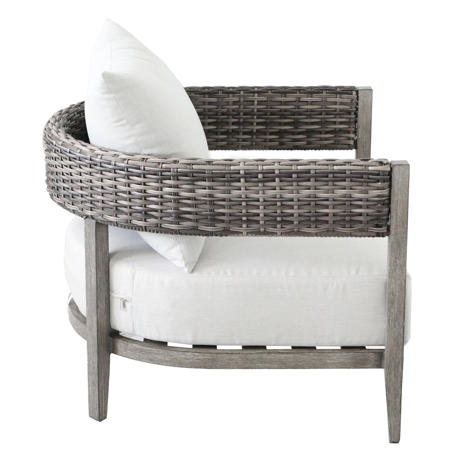 Wicker Club Chair, Set Of 2 Gray Polyester Aluminum