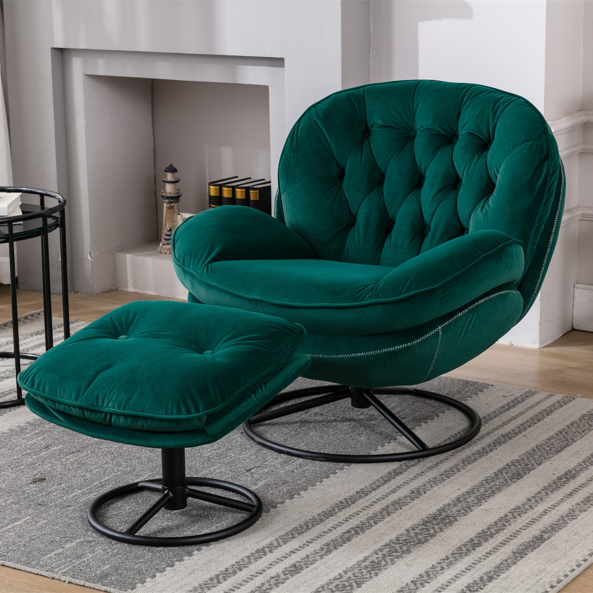 Accent Chair Tv Chair Living Room Chair With Ottoman Green Green Upholstered