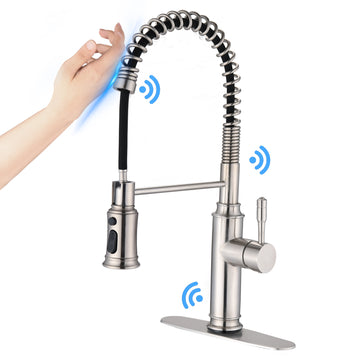 Touch Kitchen Faucet With Pull Down Sprayer Brushed Nickel Stainless Steel