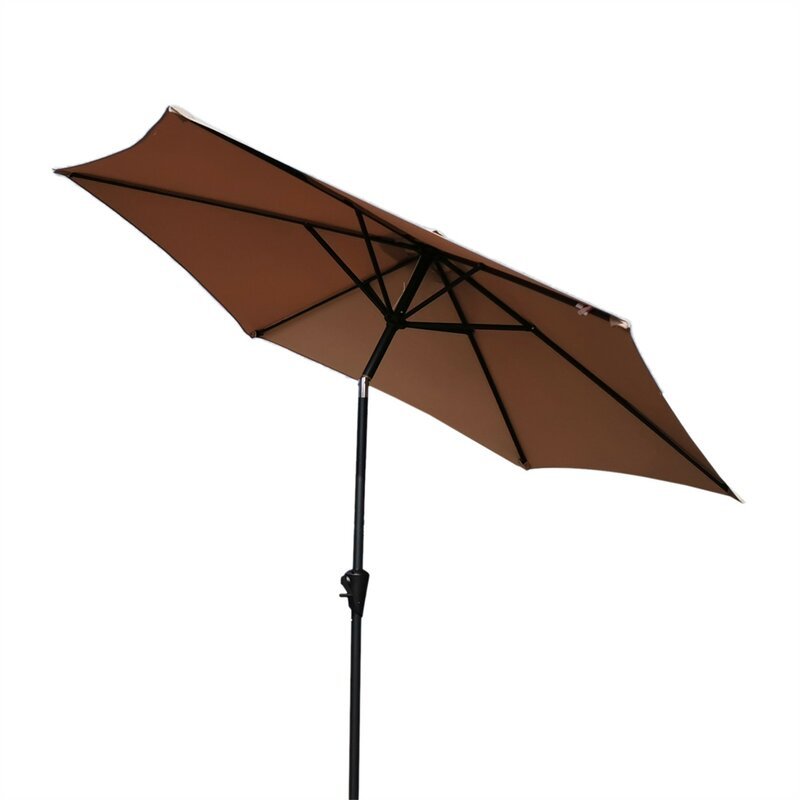 9' Pole Umbrella With Carry Bag, Taupe Taupe Polyester Aluminum