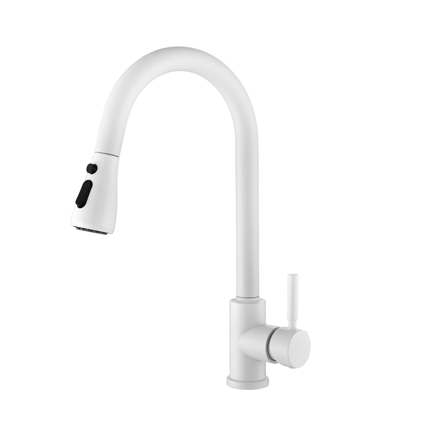 Kitchen Faucet With Pull Out Spraye White Stainless Steel