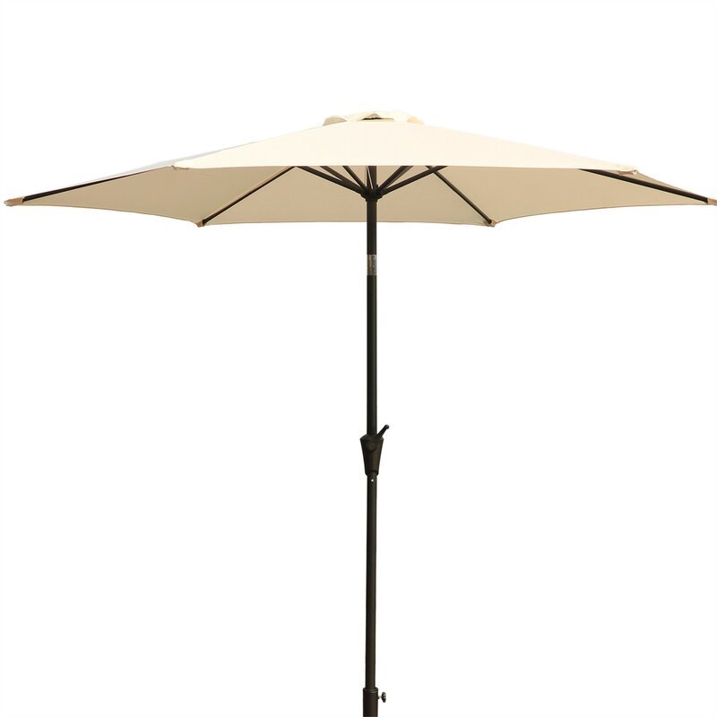 9' Pole Umbrella With Carry Bag, Creme Cream Polyester Aluminum