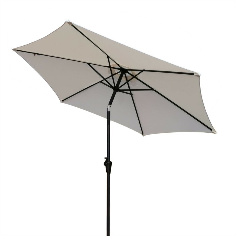 9' Pole Umbrella With Carry Bag, Creme Cream Polyester Aluminum