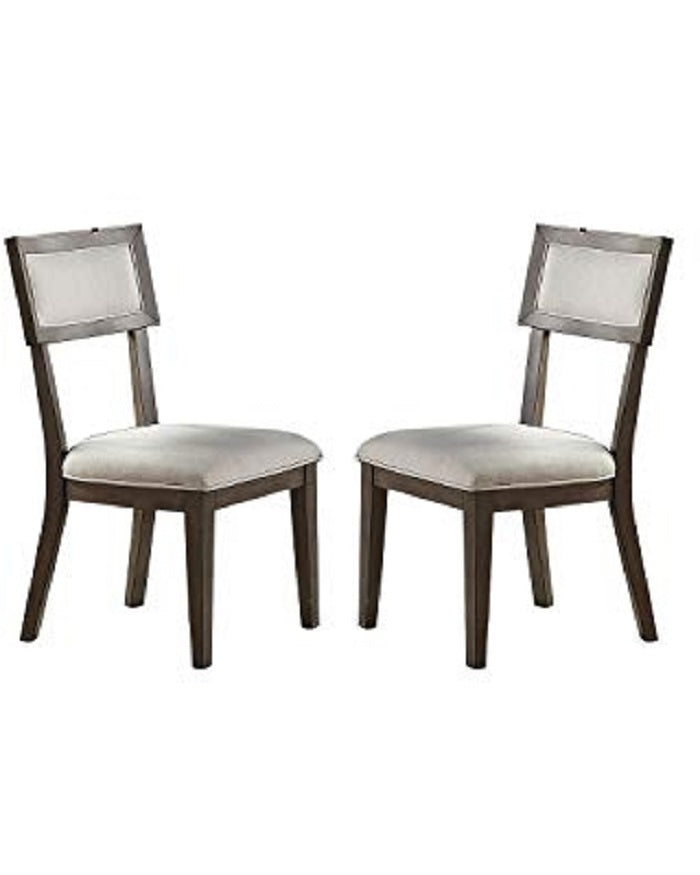 Contemporary Solid Wood & Veneer Dining Room Chairs 2Pcs Chair Set Cream Cushion Seat Back Pine Wood Grey Gray Dining Room Classic,Modern,Transitional Dining Chairs Rubberwood Open Back Solid Wood