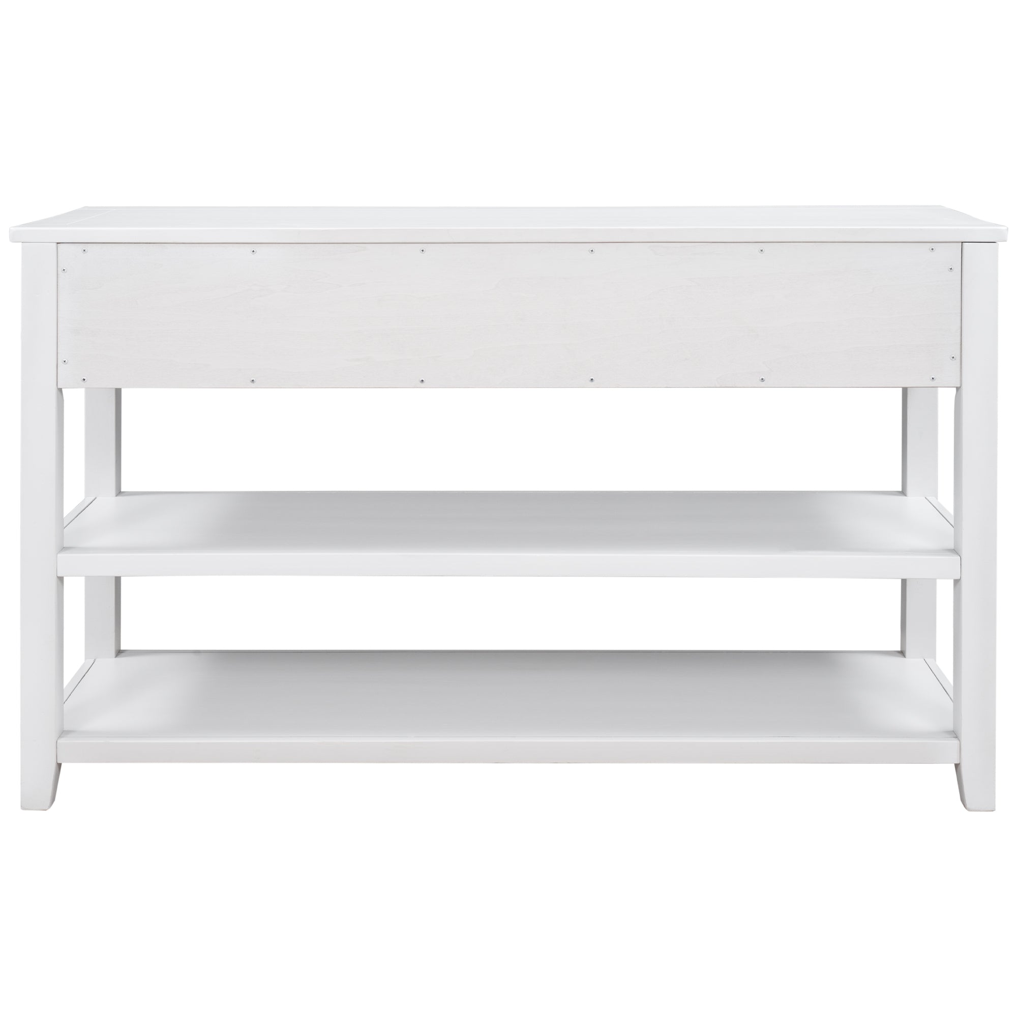 Retro Design Console Table With Two Open Shelves, Pine Solid Wood Frame And Legs For Living Room Antique White Antique White Solid Wood