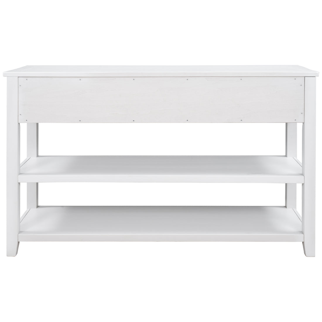 Retro Design Console Table With Two Open Shelves, Pine Solid Wood Frame And Legs For Living Room Antique White Antique White Solid Wood