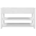 Retro Design Console Table With Two Open Shelves, Pine Solid Wood Frame And Legs For Living Room Antique White Antique White Solid Wood