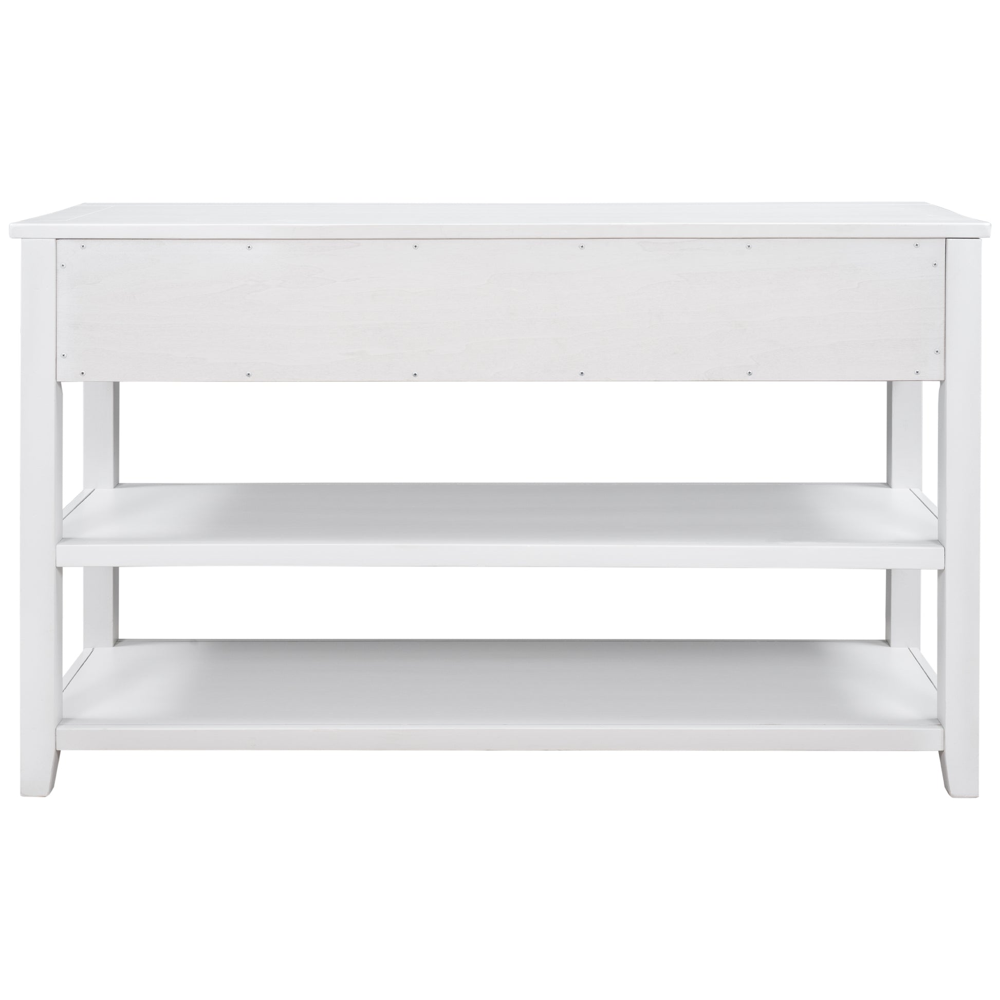 Retro Design Console Table With Two Open Shelves, Pine Solid Wood Frame And Legs For Living Room Antique White Antique White Solid Wood