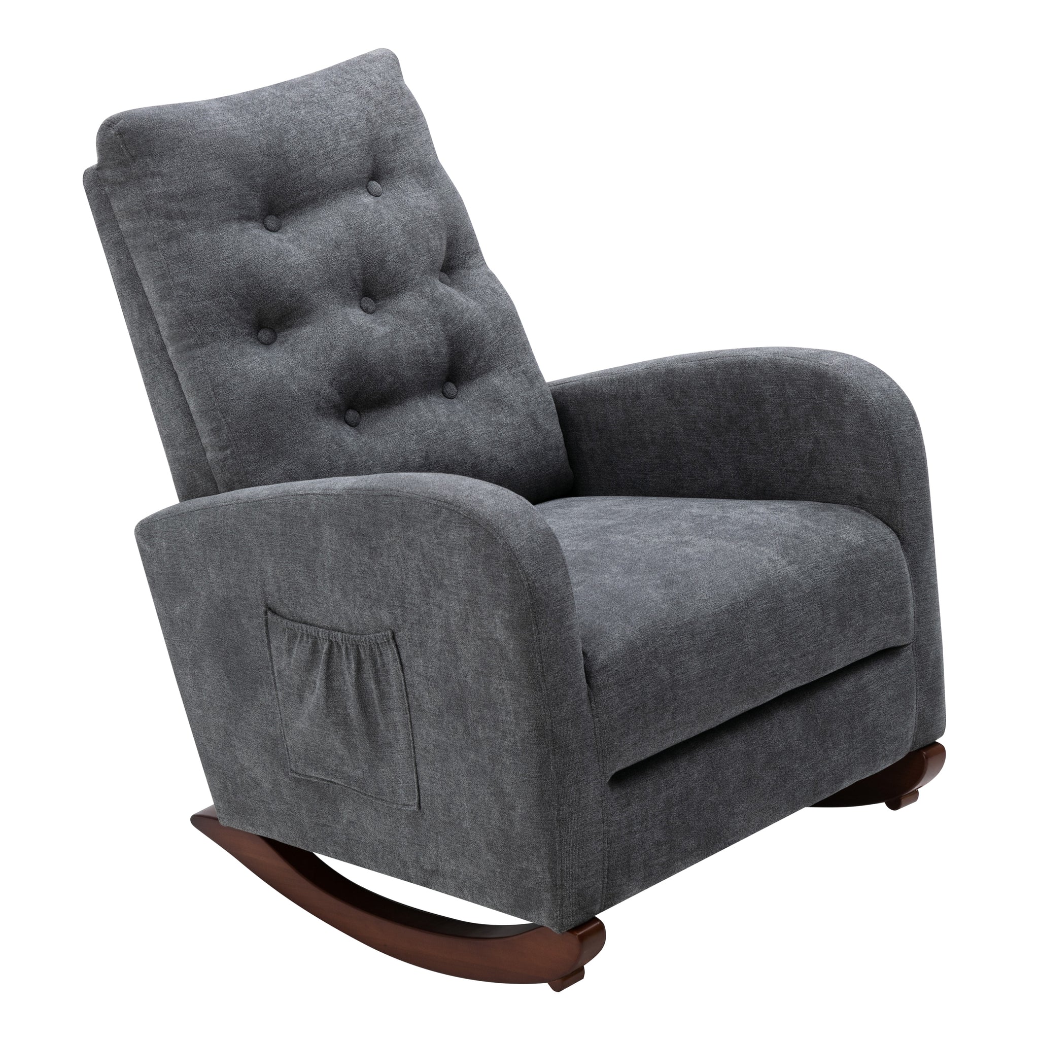 Baby Room High Back Rocking Chair Nursery Chair dark gray-cotton