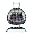 Folding Double Swing Chair W Cushion Black Iron