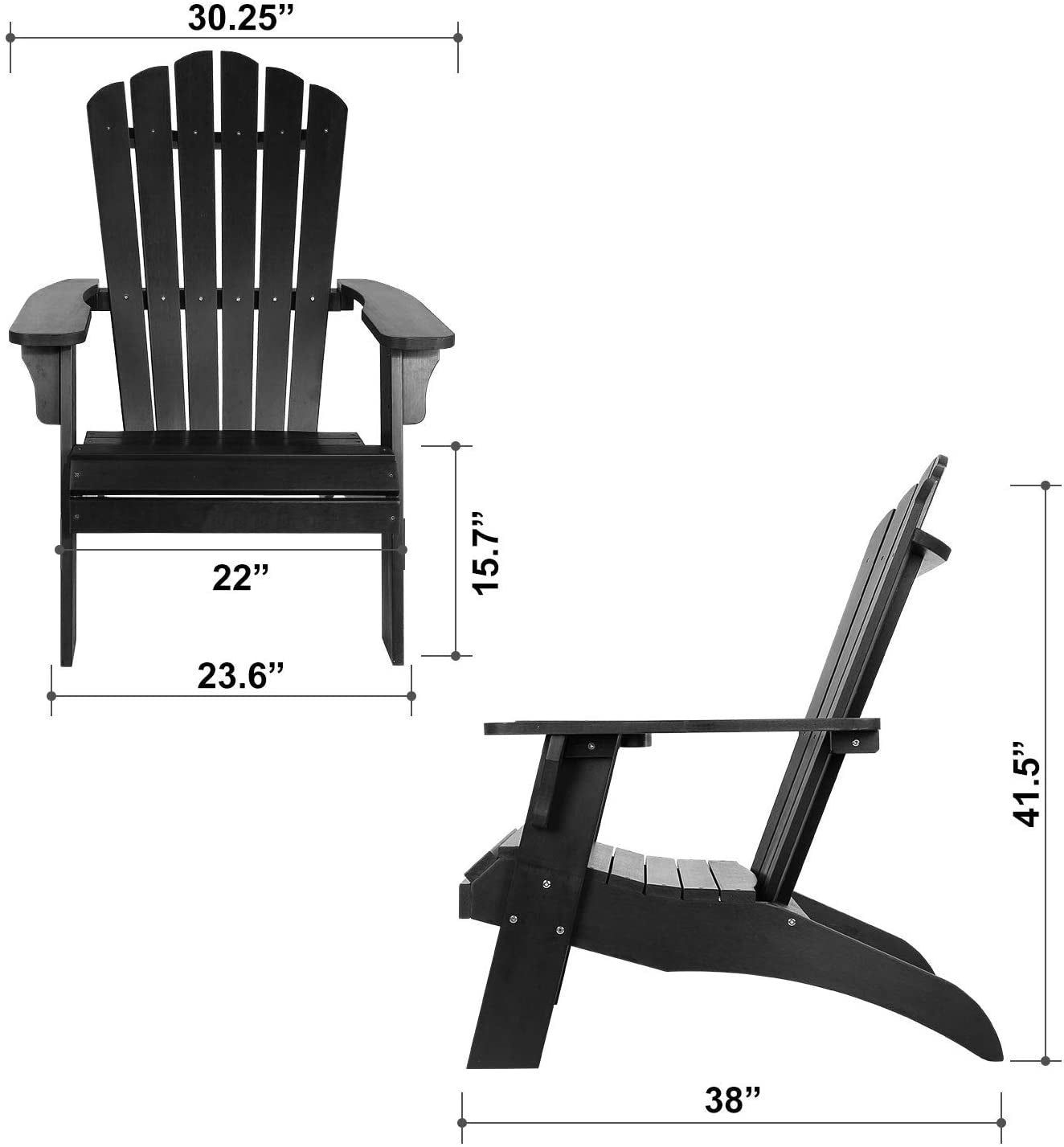 Polystyrene Adirondack Chair Black