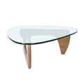 Light Walnut Triangle Coffee Table Wood Base For Living Room Walnut Solid Wood