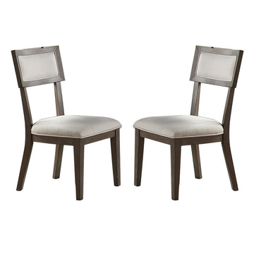 White Fabric Upholstery Dining Chair, Grey Set Of 2 Solid White Dining Room Dining Chairs Solid Wood