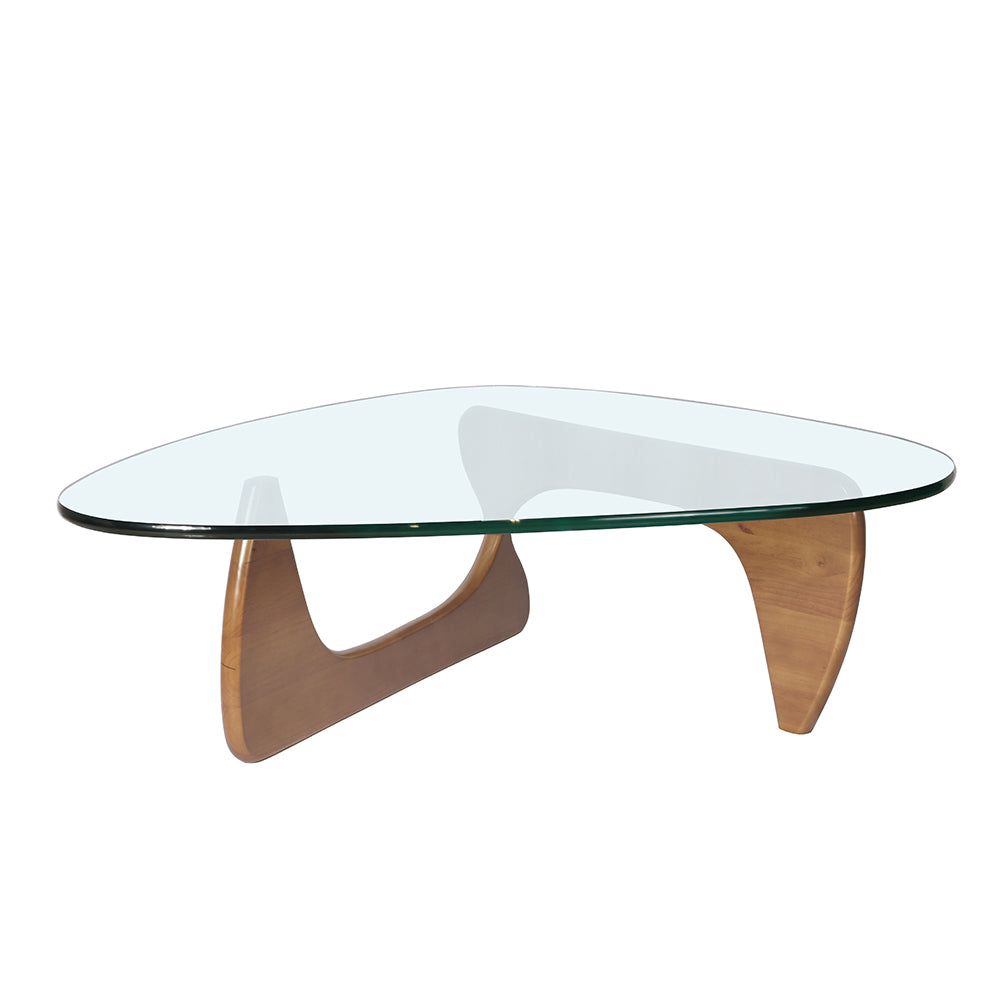 Light Walnut Triangle Coffee Table Wood Base For Living Room Walnut Solid Wood