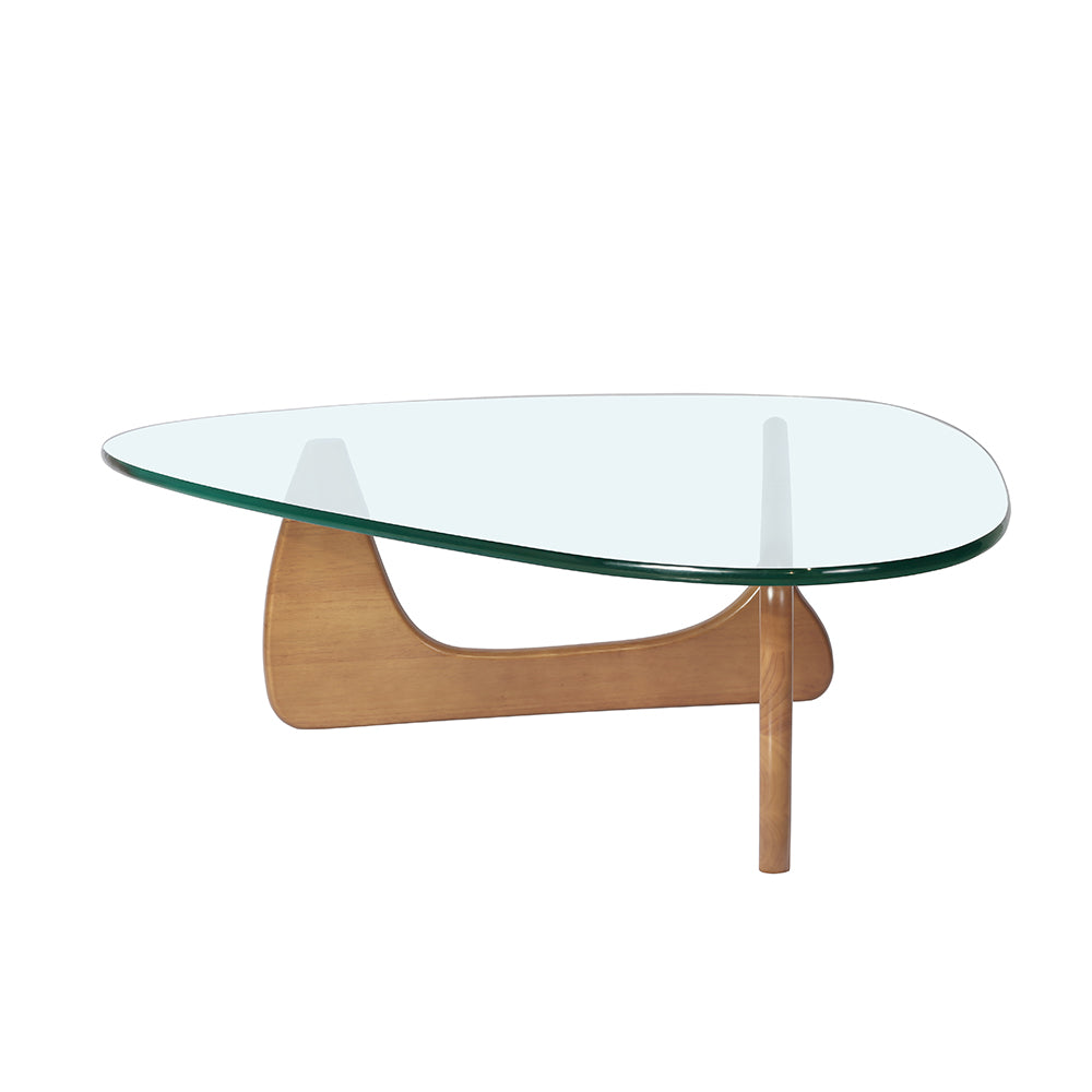 Light Walnut Triangle Coffee Table Wood Base For Living Room Walnut Solid Wood