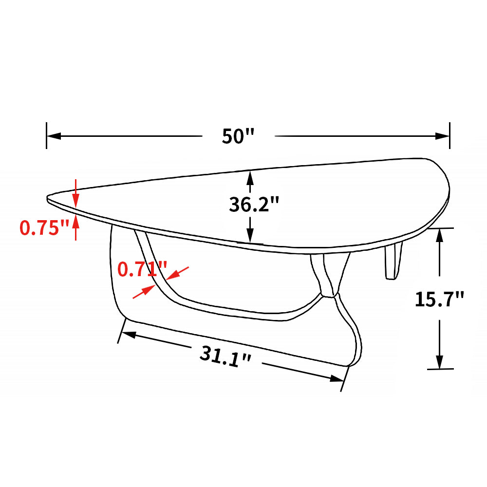 Light Walnut Triangle Coffee Table Wood Base For Living Room Walnut Solid Wood